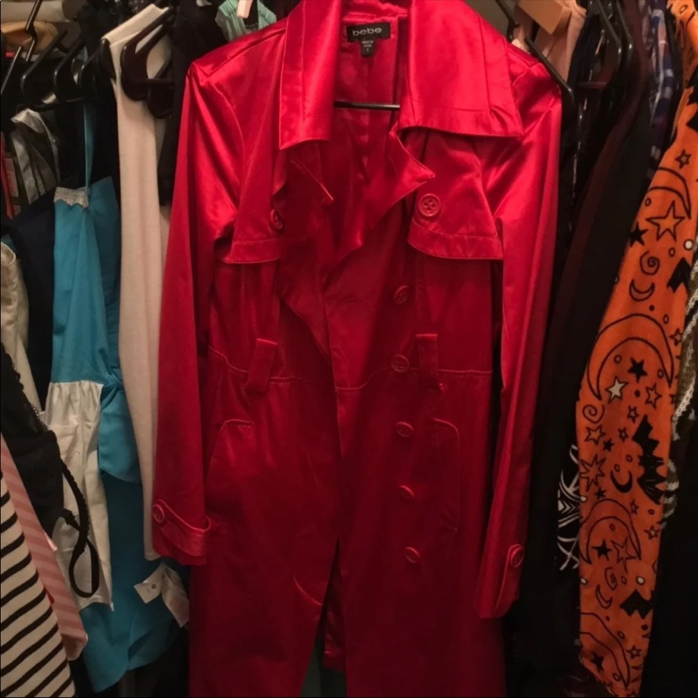 Bebe neon hot pink trench coat